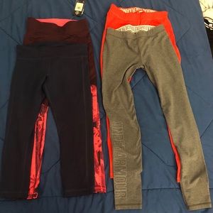 Under Armour Pants: 1 Capri, 1 mid calf, 2 leggins